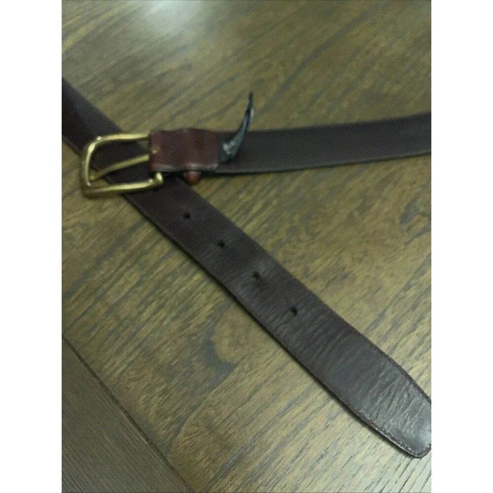 Brighton Belt Size 38 Brown Leather Brass Buckle Classic Vintage USA Made